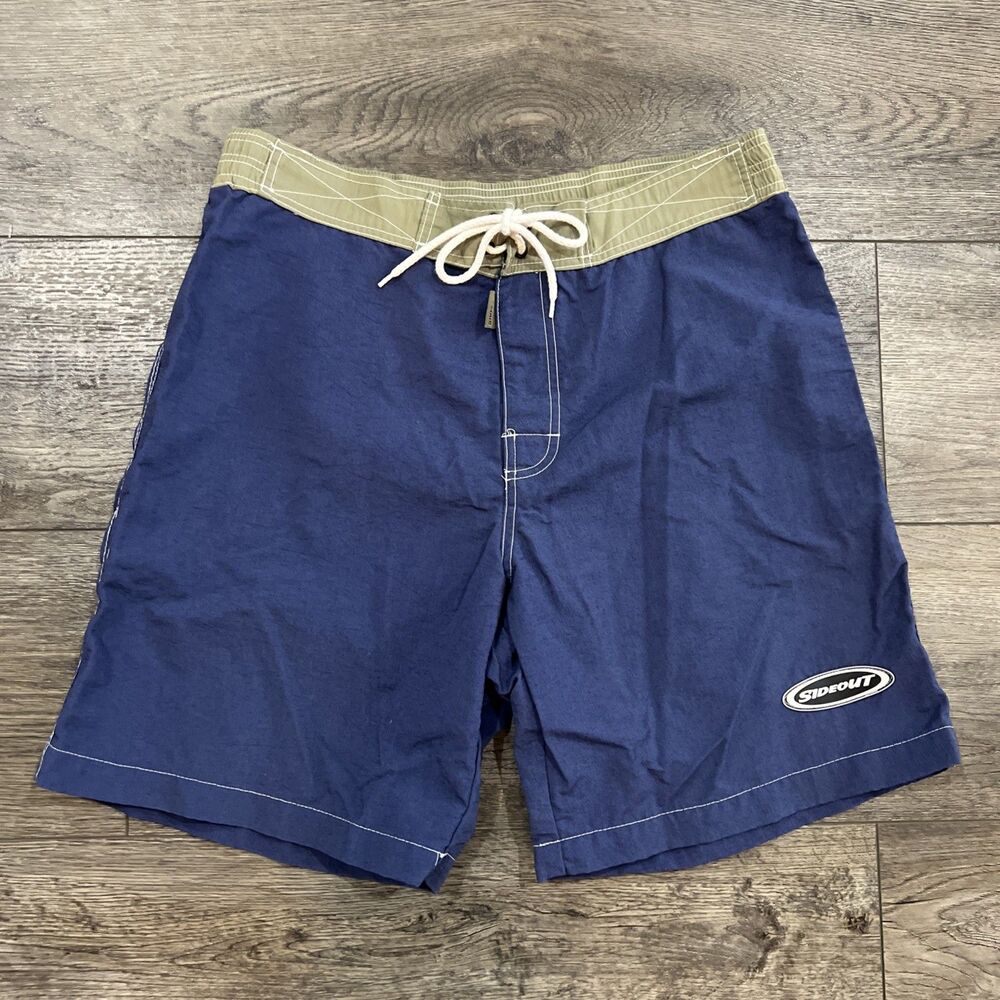 Vintage 90s Sideout Blue Tan Board Shorts Made In USA Men’s Large
